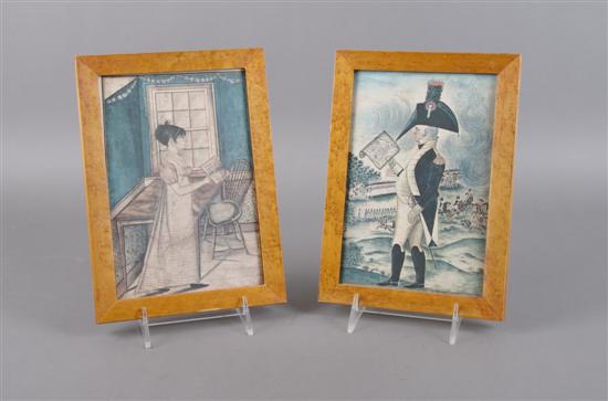 Appraisal: Two Figural Prints Height x width inches with frame