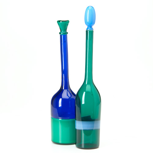 Appraisal: VENINI Two stoppered glass bottles one incalmo in cobalt and