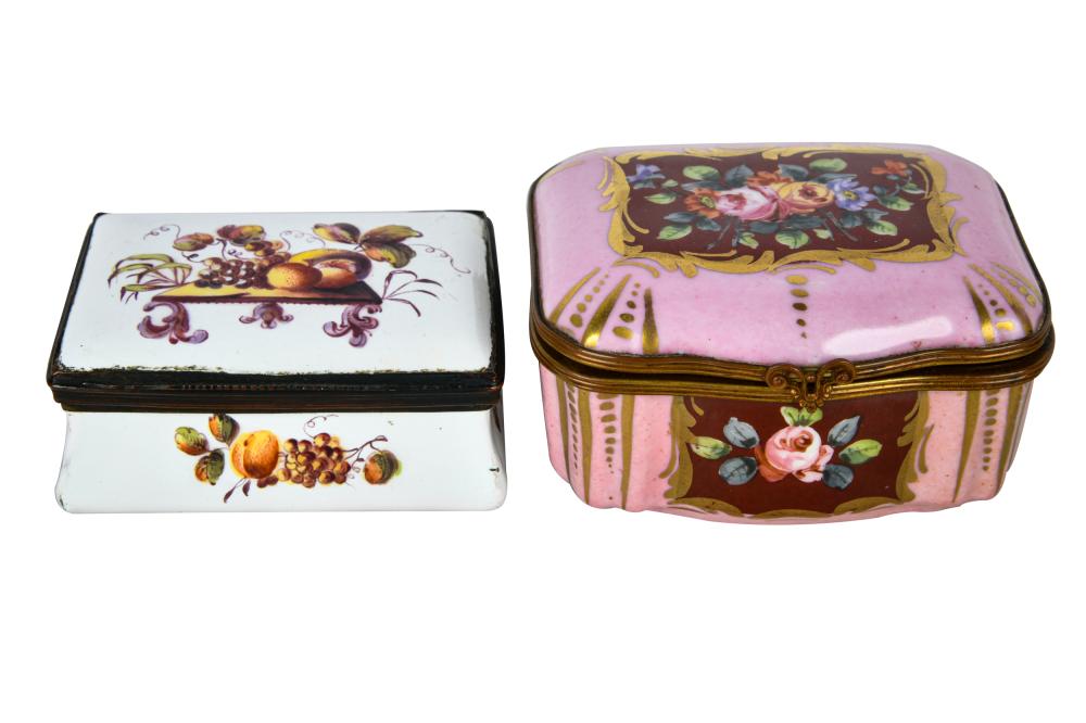 Appraisal: TWO CONTINENTAL ENAMEL TABLE BOXESone bearing the mark of Sevres