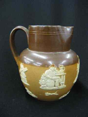 Appraisal: Royal Doulton Pottery Pitcher raised cameo scenes with hunters browns