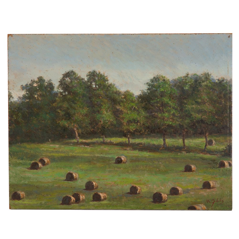 Appraisal: Nathaniel K Gibbs Bales of Hay oil American - Oil