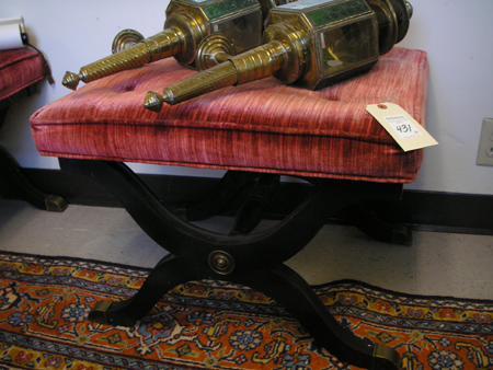 Appraisal: PAIR OF FEDERAL STYLE STOOLS American mid th century having