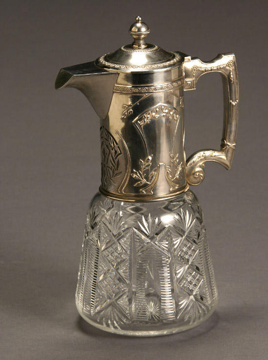 Appraisal: Russian Silver Mounted Cut Glass Claret Jug Khlebnikov Moscow -