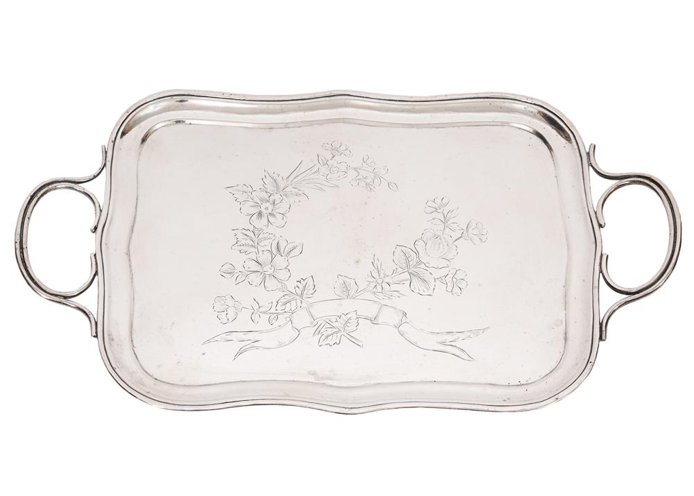 Appraisal: RUSSIAN SILVER DECORATIVE TRAYRussian silver tray with engraved floral design