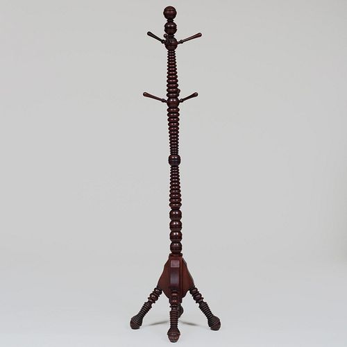 Appraisal: VICTORIAN BOBBIN-TURNED MAHOGANY HAT AND COAT RACK ft in x