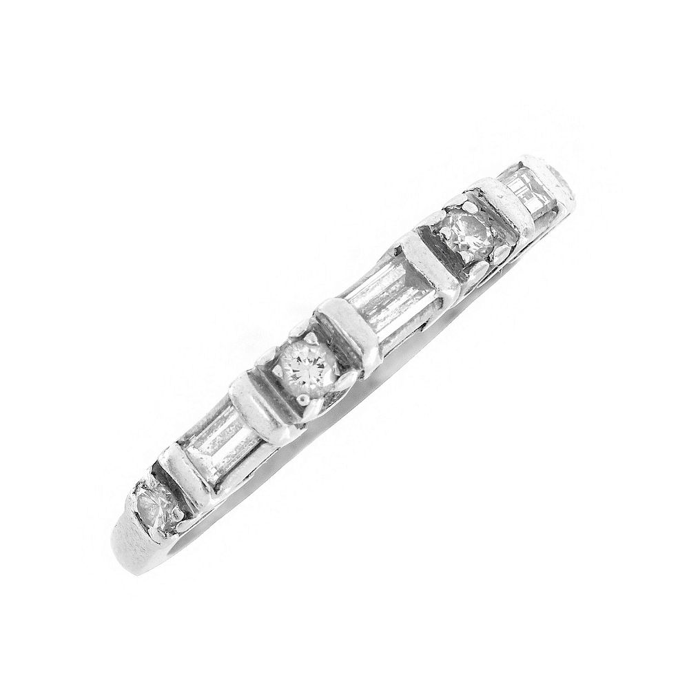 Appraisal: Antique Diamond Band Antique Baguette and Round Cut Diamond and