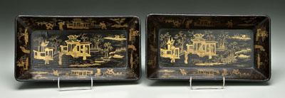 Appraisal: Two Chinese export lacquer bowls rectangular with everted sides finely