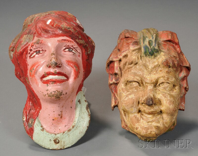 Appraisal: Two Carved and Painted Wood and Cast Iron Circus or