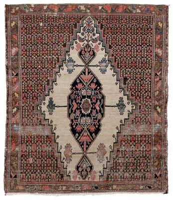 Appraisal: Bakhtiari rug central medallion on ivory field large areas of