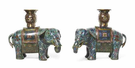 Appraisal: A Pair of Chinese Cloisonne Models of Elephants the caparisoned