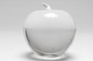 Appraisal: Tiffany Co Crystal Apple Paperweight Large Apple-shaped crystal paperweight the