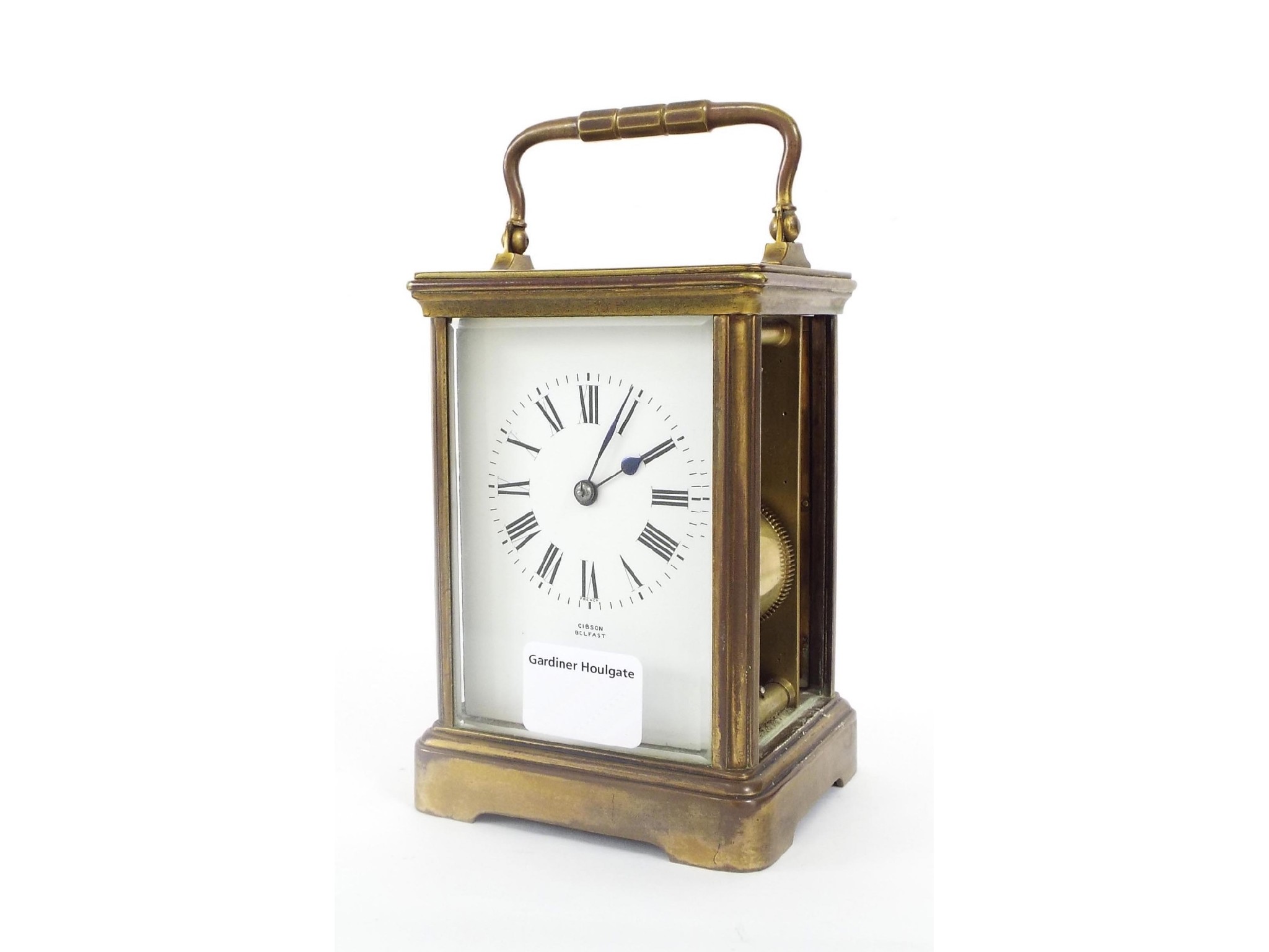 Appraisal: Carriage clock striking on a gong the dial signed Gibson