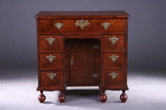 Appraisal: WILLIAM AND MARY FINELY VENEERED WALNUT KNEEHOLE DESK Early th