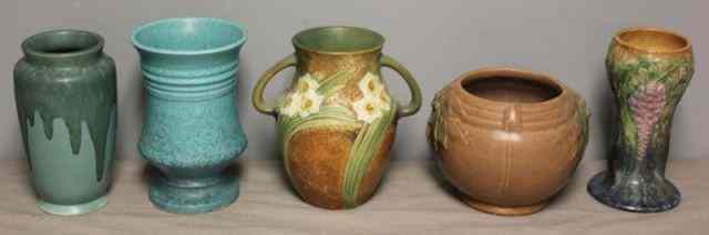 Appraisal: Pieces of Roseville Art Pottery Including a Roseville ''Tourmaline'' blue