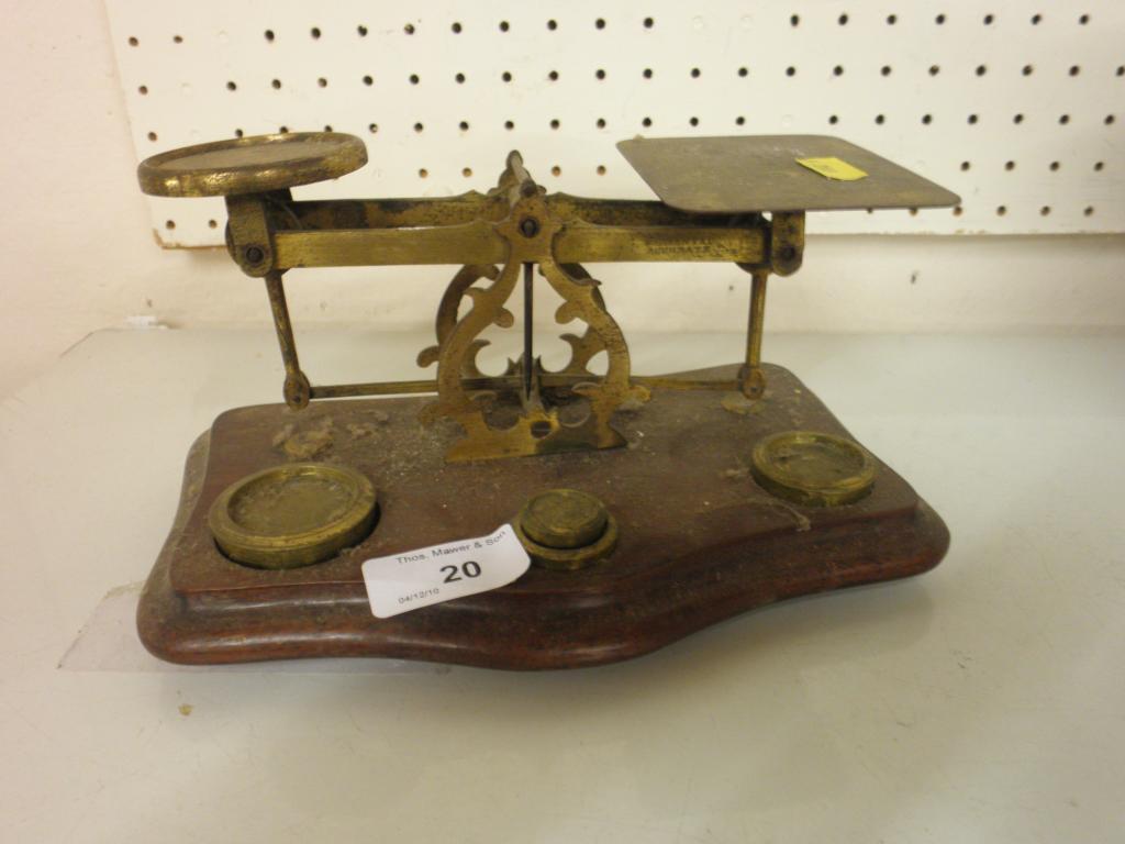 Appraisal: A set of Victorian brass and mahogany letter scales