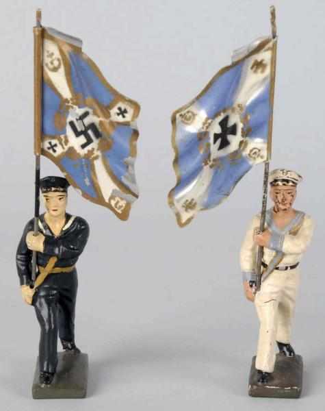 Appraisal: Lot of Lineol cm Navy Flagmen Includes one blue and