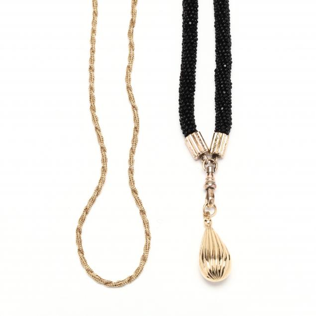 Appraisal: TWO NECKLACES To include a beaded watch chain necklace with