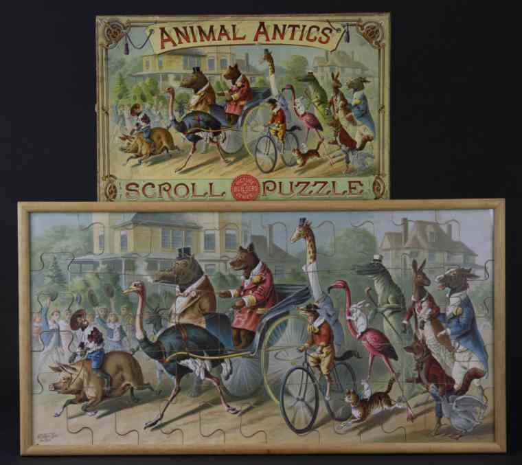 Appraisal: ANIMAL ANTICS SCROLL PUZZLE McLoughlin Bros boxed set really amusing