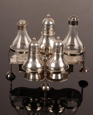 Appraisal: A rare miniature or toy silver cruet stand David Clayton