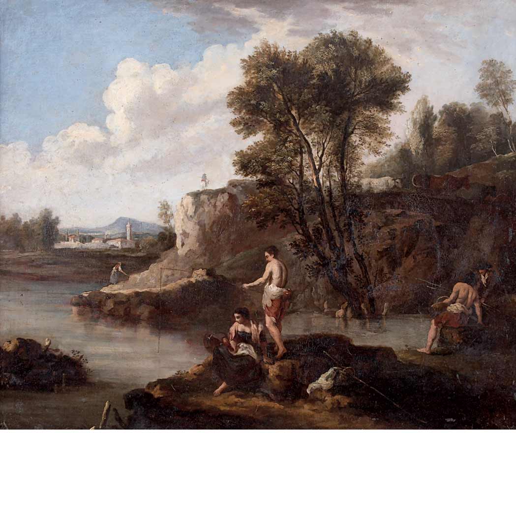 Appraisal: Italian School th th Century Anglers Beside a River a