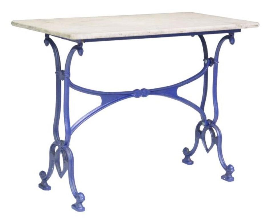 Appraisal: French bistro table th c having rectangular marble top rising