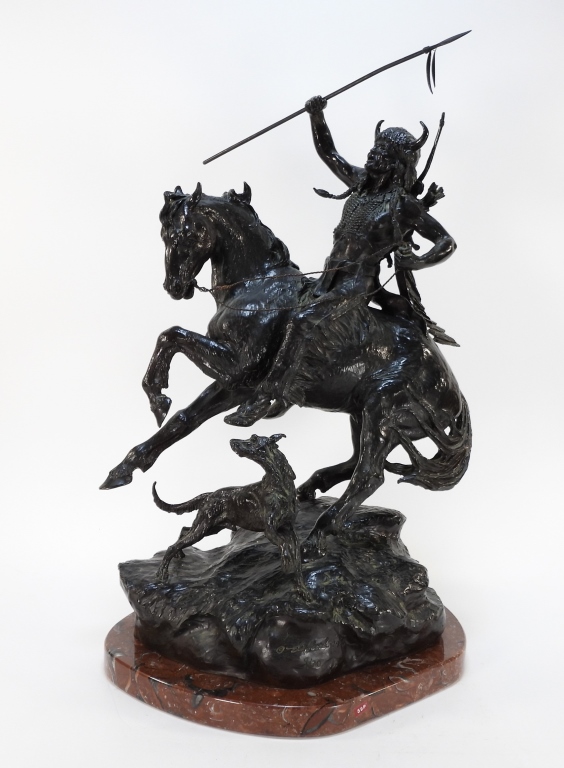 Appraisal: ELIE HAZAK NATIVE AMERICAN BRONZE SCULPTURE California b Number from