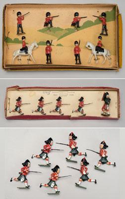 Appraisal: Three sets Britains toy soldiers set No Seaforth Highlanders Black