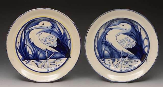 Appraisal: A PAIR OF LLANELLY POTTERY CIRCULAR PLATES decorated in blue