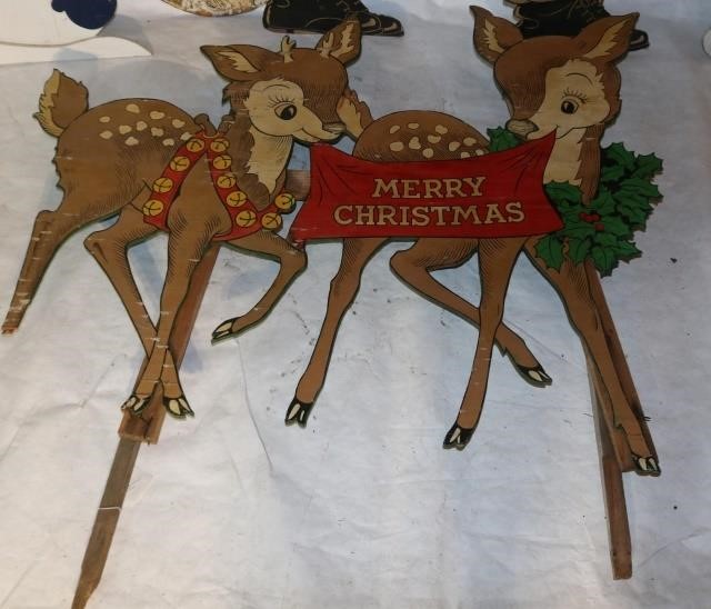 Appraisal: LOT OF CARVED AND PAINTED CUT-OUT WOODENCHRISTMAS FIGURES TO INCLUDE