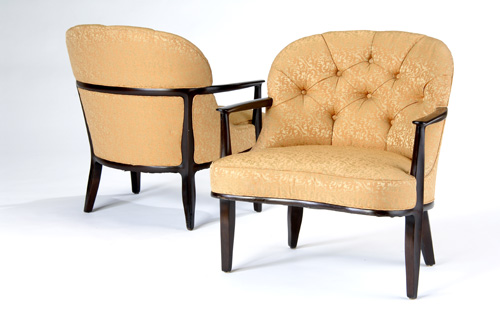 Appraisal: EDWARD WORMLEY DUNBAR Pair of Janus lounge chairs upholstered in