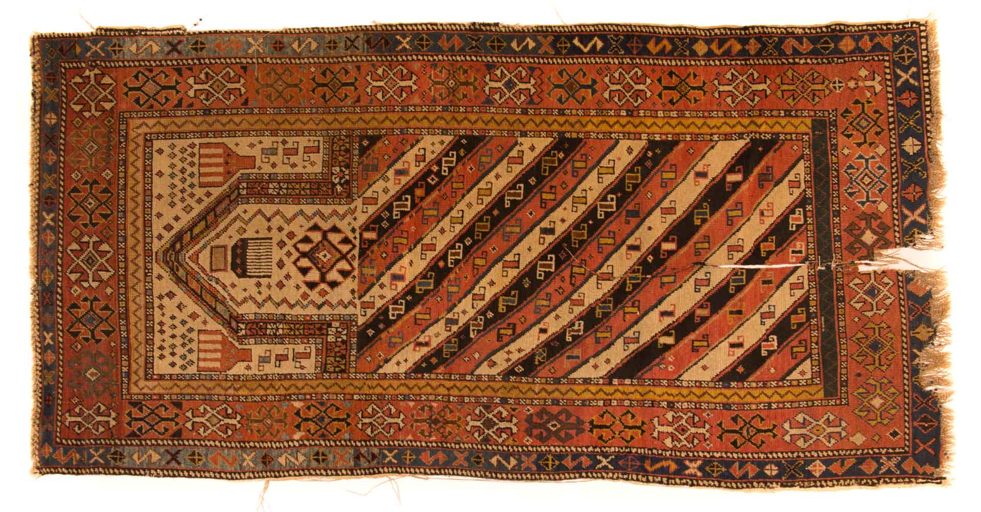 Appraisal: Unusual Gendje prayer rug approx x Caucasus circa Condition AS