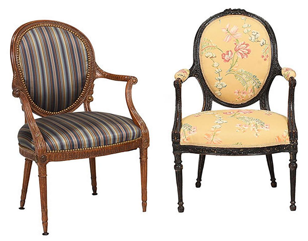 Appraisal: Two British Open Armchairs th th century Sheraton example with