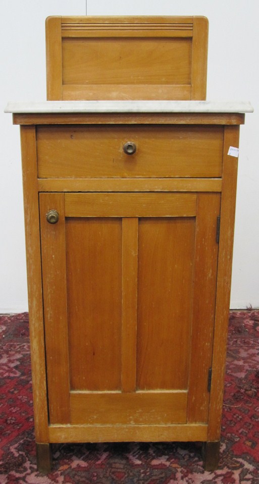 Appraisal: COMMODE STAND A late th C marble top blonde pine