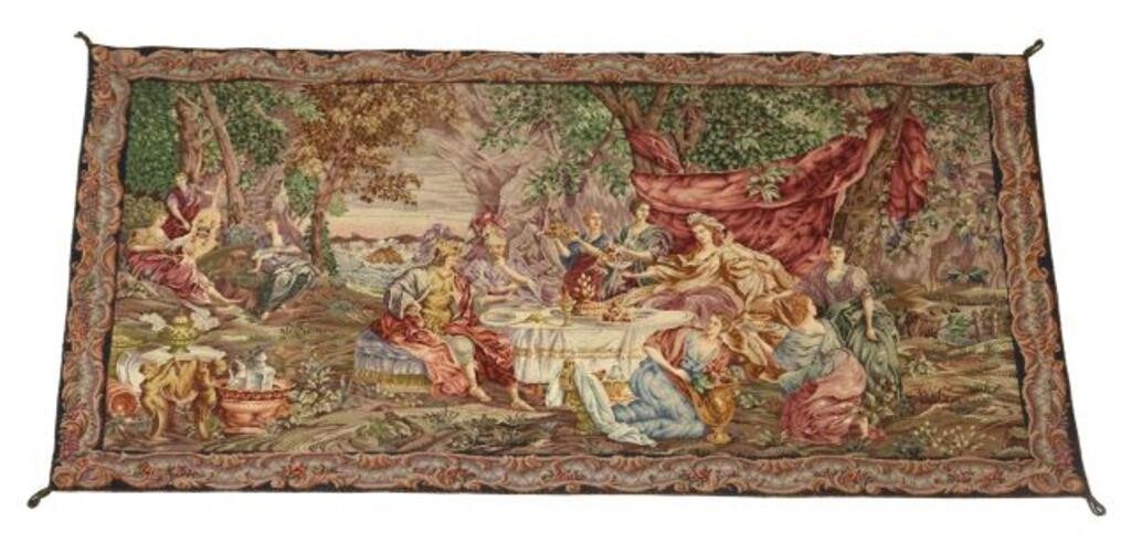 Appraisal: Large needlework wall hanging th c after the Flemish tapestry