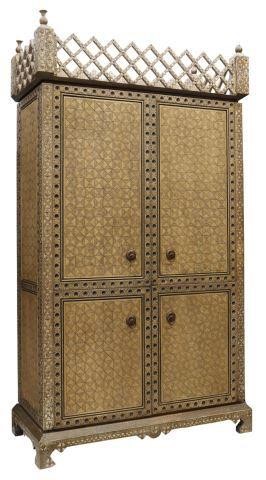 Appraisal: Decorator entertainment cabinet television armoire late th c lattice crest