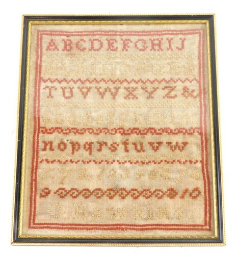 Appraisal: A Victorian alphabetic sampler by G Hawkins undated cm x