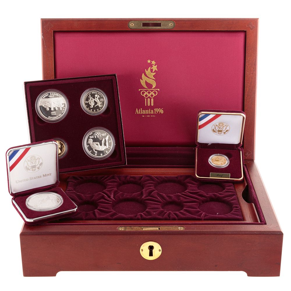 Appraisal: Atlanta Olympics Silver and Gold Sets Silver Proof Dollar Track