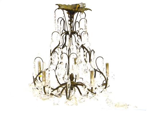 Appraisal: Hanging chandelier five arms and one central light garlanded with