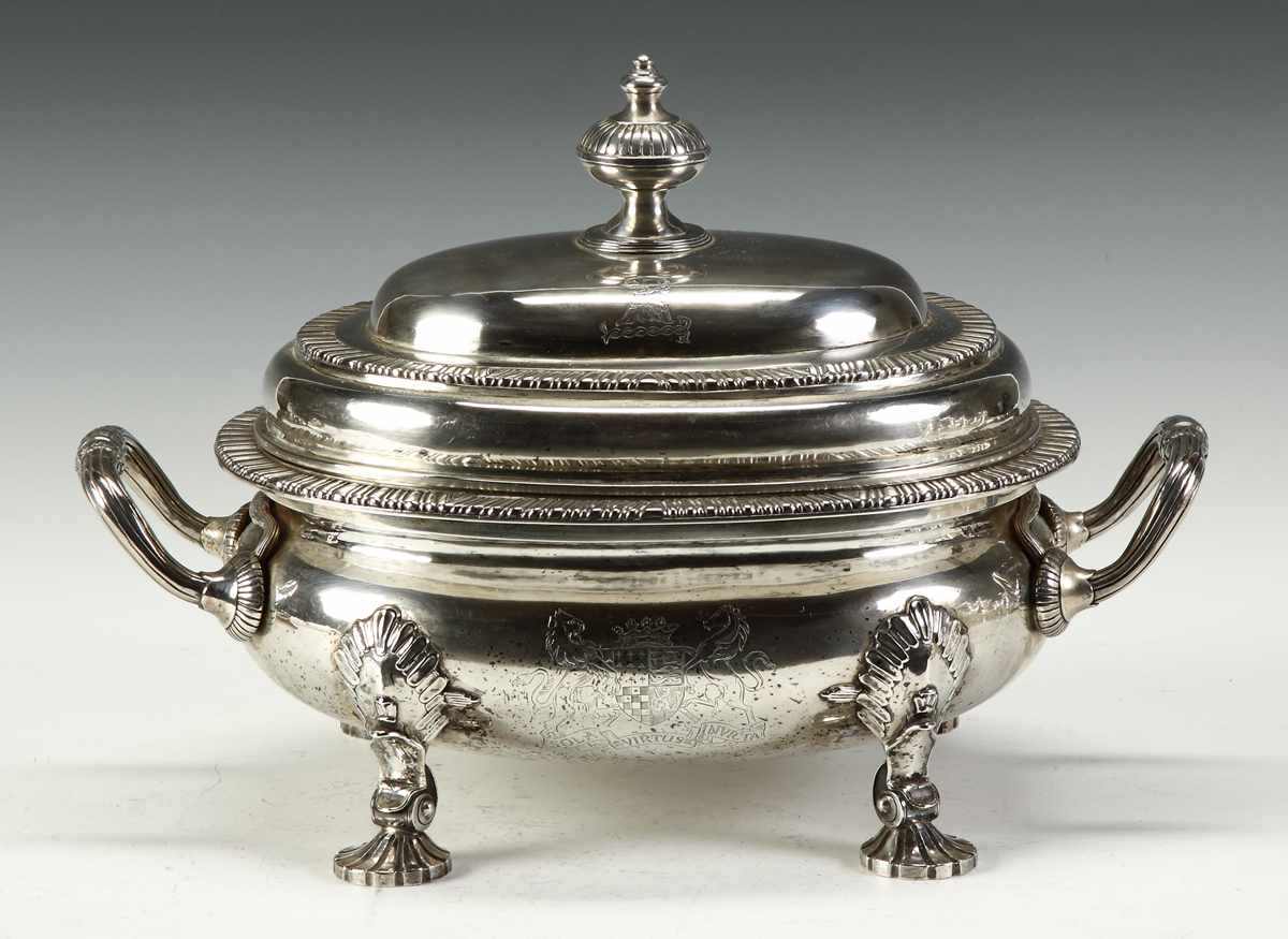 Appraisal: Jabez Thomas Daniels George III Style Sterling Silver Covered Tureen