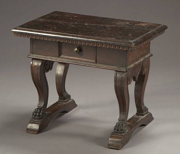 Appraisal: A Continental Baroque walnut low table composed of antique elements