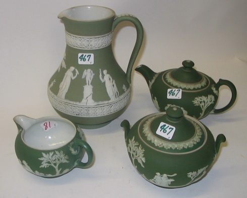 Appraisal: A GROUP OF FOUR WEDGWOOD JASPERWARE TEA SERVING PIECES all