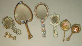 Appraisal: pcs Antique Hand mirrors Micromosaic Ena pcs Antique Hand mirrors