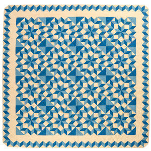 Appraisal: A Blue and White Tumbling Blocks Quilt American Late th