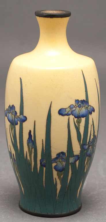 Appraisal: Japanese cloisonne enamel vase early th century with iris decoration