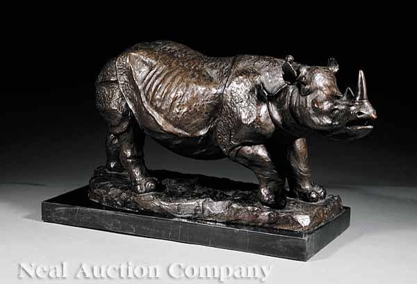 Appraisal: A Continental Patinated Bronze of a Rhinoceros th c height