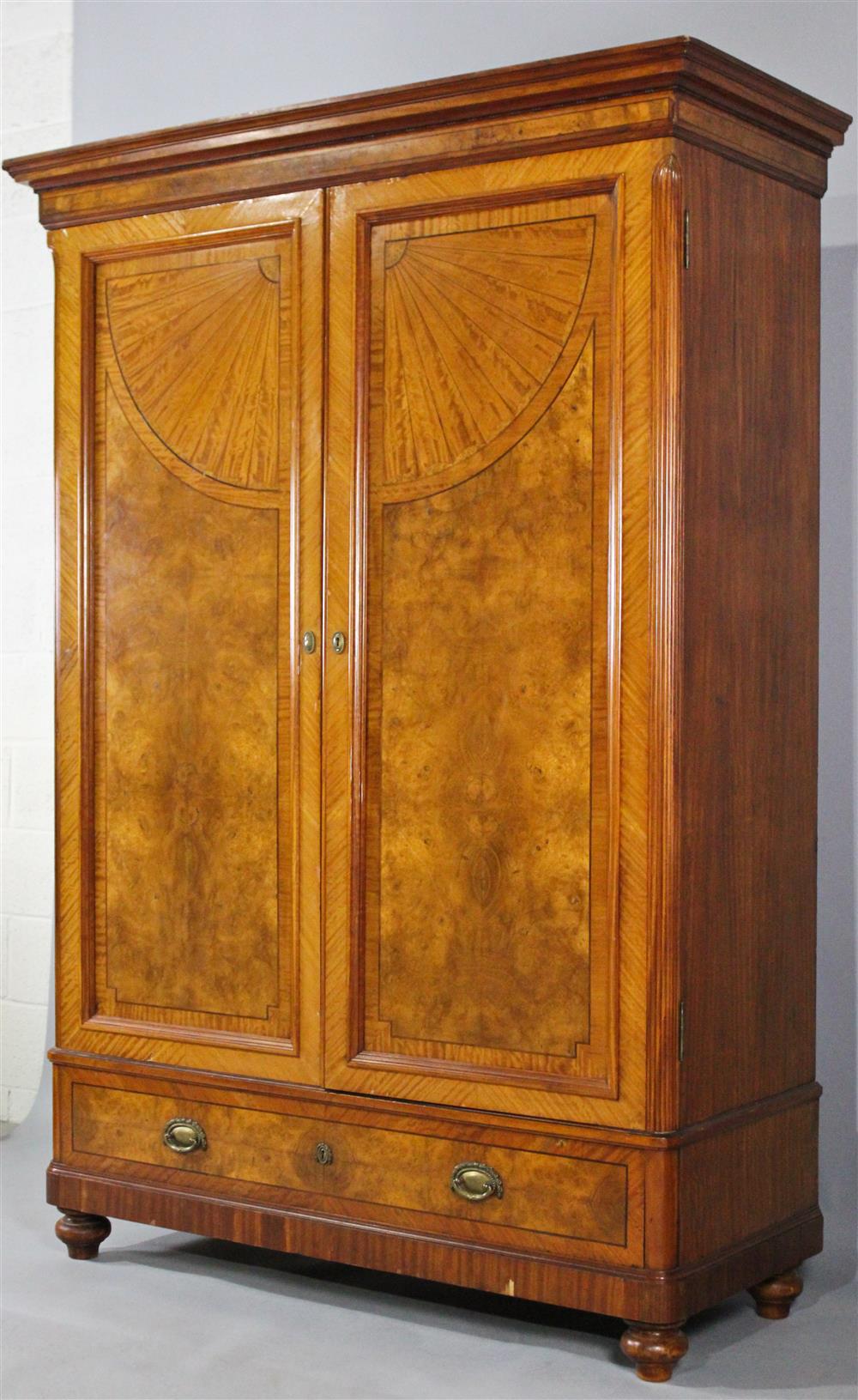 Appraisal: LOUIS PHILIPPE CARVED AND INLAID CHERRYWOOD ARMOIRE having a molded