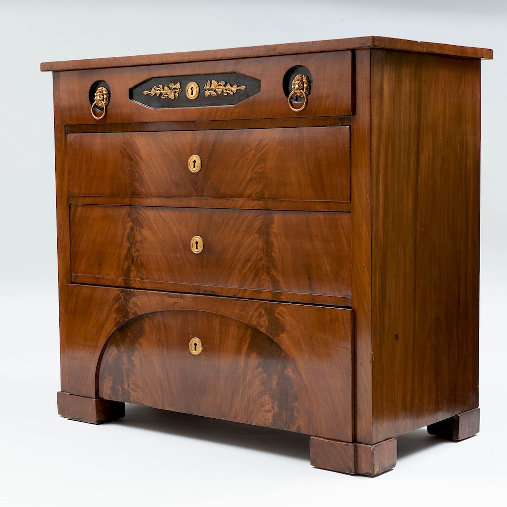 Appraisal: Danish Neoclassical Gilt-Metal-Mounted Mahogany and Ebonized Chest of Drawers The