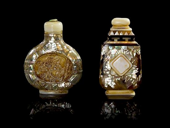 Appraisal: Two Mother-of-Pearl Snuff Bottles Height of tallest inches Two Mother-of-Pearl