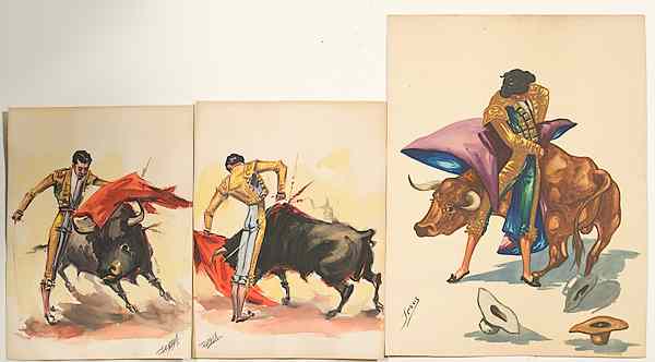 Appraisal: Watercolors of Spanish Matadors th century includes three matador watercolors