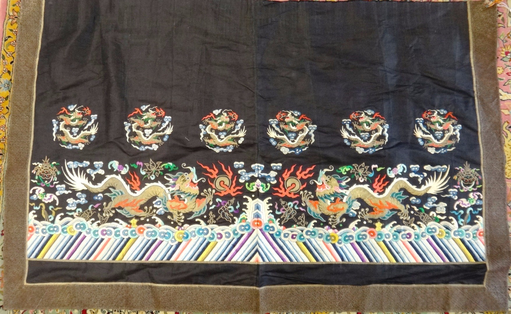 Appraisal: A Chinese silk embroidered panel probably formerly part of a